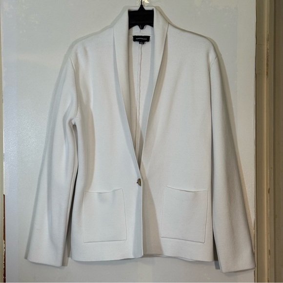 SUMMERSALT The Ribbed Sweater Blazer in White Sand | Size Small - Picture 3 of 16